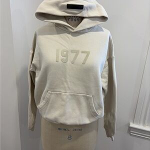 Essentials Cream Hoodie with Subtle Embroidery
